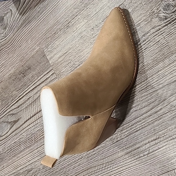 Side V Cutout Suede Chunky Stacked Mid Heel Ankle Boots Size 9.5 by PiePieBuy - Picture 3 of 6
